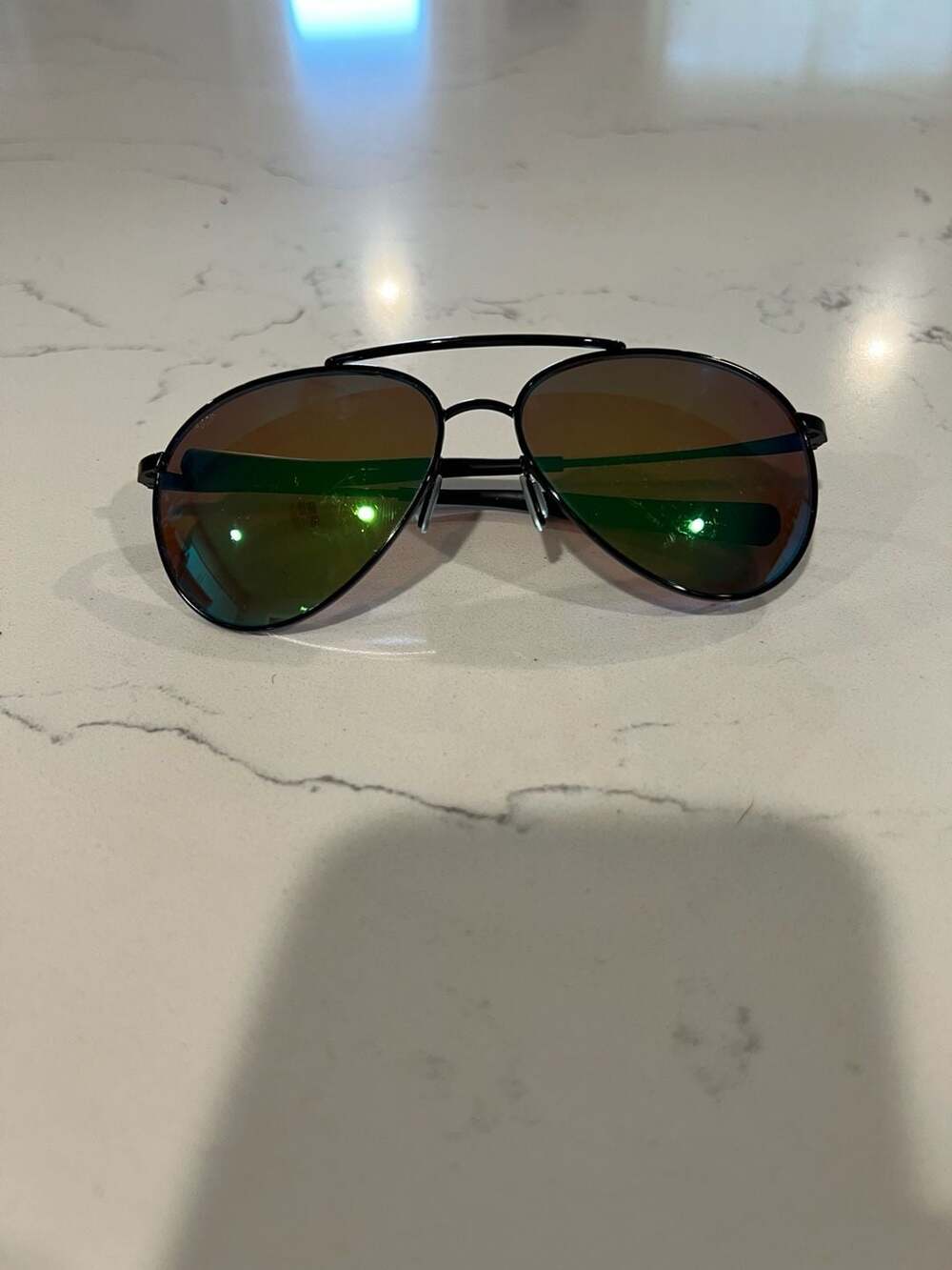 Costa Del Mar Piper Aviator Shiny Black Sunglasses Green Mirror 580P PIP 101